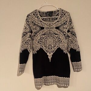 INC International Concepts Black and White Knit Sweater